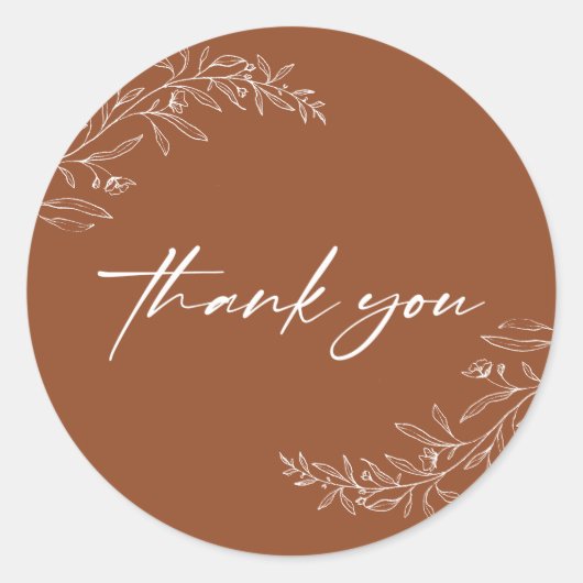 Modern Minimalistisch Boho Terracotta Script Runder Aufkleber (Vorderseite)