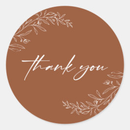 Modern Minimalistisch Boho Terracotta Script Runder Aufkleber