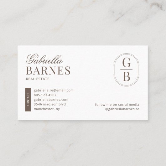 Modern Minimalistisch Brown & White Bold Visitenkarte (Rückseite)