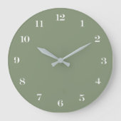 Modern Minimalistisch Chic Sage Green und White Große Wanduhr (Vorderseite)