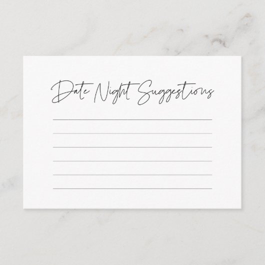 Modern Minimalistisch Date night ideas Begleitkarte (Vorderseite)