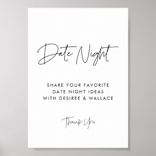 Modern Minimalistisch Date night ideas sign Poster (Vorne)