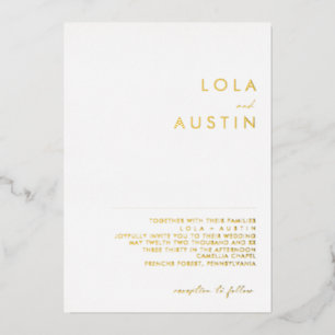 Modern Minimalistisch   Echte Goldene Hochzeit Folieneinladung