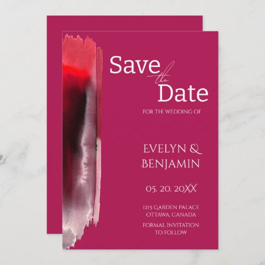 Modern, Minimalistisch, einfach, Viva Magenta Save The Date (Vorne/Hinten)