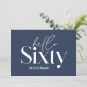 Modern minimalistisch einfache Marine blau 60. Geb Einladung (Stehend Vorderseite)
