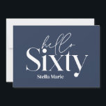 Modern minimalistisch einfache Marine blau 60. Geb Einladung<br><div class="desc">Moderne minimale Typografie einfache Marine blau und weiß 60. Geburtstag Einladung. Teil einer zeitgenössischen Sammlung.</div>