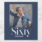 Modern minimalistisch einfache Marine blau 60. Geb Weinetikett (Einzelnes Label)