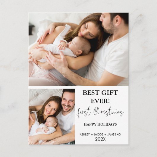 Modern Minimalistisch First Christmas Postkarte (Vorderseite)