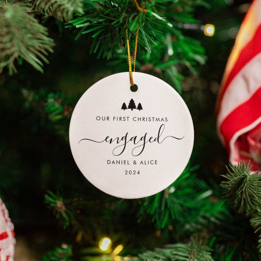 Modern Minimalistisch First Verlobt Christmas Keramik Ornament
