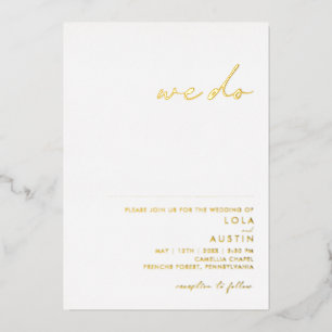 Modern Minimalistisch Gold Wir Machen Hochzeit E Folieneinladung