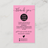 Modern minimalistisch hellrosa Ordnung Vielen Dank Visitenkarte (Vorderseite)