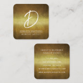 Modern Minimalistisch Makeup Artist Monogram Gold Quadratische Visitenkarte (Vorne/Hinten)