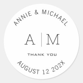 Modern, Minimalistisch, monogramm, weiß Runder Aufkleber