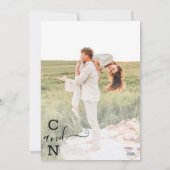 Modern Minimalistisch Navy Blue Foto Monogram Save The Date (Rückseite)