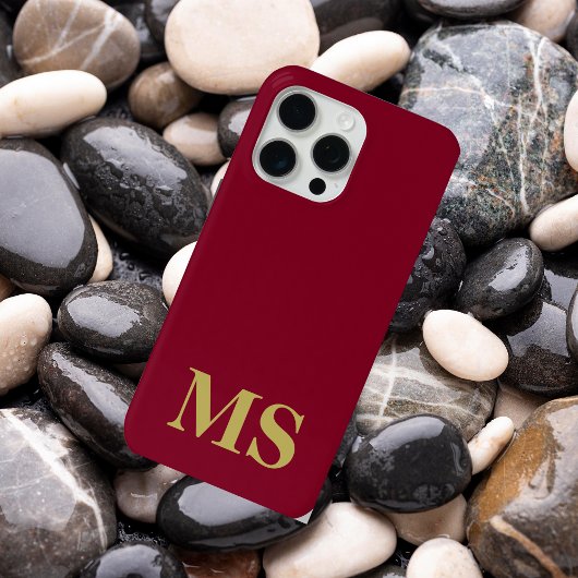Modern Minimalistisch Red Custom Initial Monogram Case-Mate iPhone Hülle