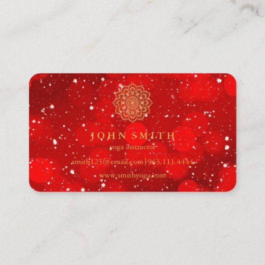 Modern Minimalistisch Red Gold Lotus Yoga Instruct Visitenkarte (Rückseite)