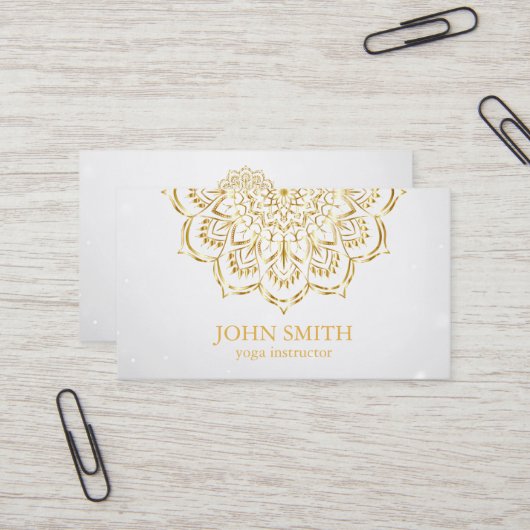 Modern Minimalistisch Red Gold Lotus Yoga Instruct Visitenkarte (Vorderseite/Rückseite Beispiel)