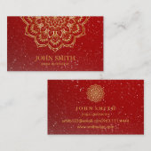 Modern Minimalistisch Red Gold Lotus Yoga Instruct Visitenkarte (Vorne/Hinten)