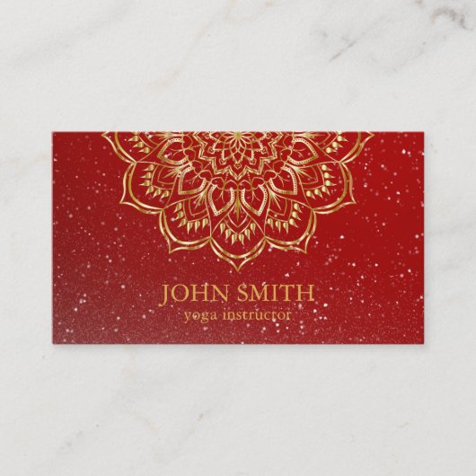 Modern Minimalistisch Red Gold Lotus Yoga Instruct Visitenkarte (Vorderseite)