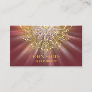 Modern Minimalistisch Red Gold Lotus Yoga Instruct Visitenkarte