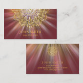 Modern Minimalistisch Red Gold Lotus Yoga Instruct Visitenkarte (Vorne/Hinten)