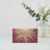 Modern Minimalistisch Red Gold Lotus Yoga Instruct Visitenkarte (Stehend Vorderseite)