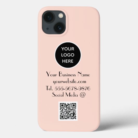 Modern Minimalistisch rosa Logo QR Code Case-Mate iPhone Hülle (Rückseite)
