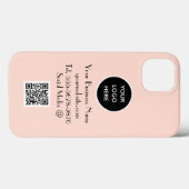 Modern Minimalistisch rosa Logo QR Code Case-Mate iPhone Hülle (Rückseite (Horizontal))