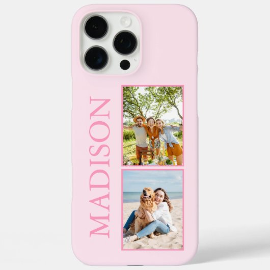Modern Minimalistisch rosa Monogramm des benutzerd Case-Mate iPhone Hülle (Rückseite)