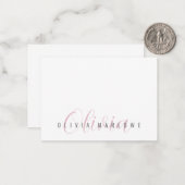 Modern Minimalistisch rosa Monogramm Mitteilungskarte (Vorderseite/Rückseite Beispiel)