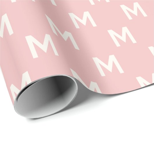Modern Minimalistisch-rosa-Monogramm-Muster Geschenkpapier (Rolleneckpunkt)
