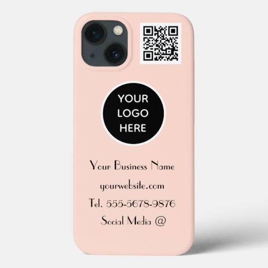 Modern Minimalistisch-rosa-Weiß Logo QR Code Case-Mate iPhone Hülle (Rückseite)