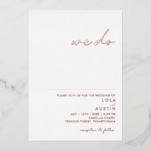 Modern Minimalistisch Roségold Wir Machen Hochze Folieneinladung