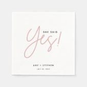 Modern Minimalistisch sagte sie Yes Engagement Par Serviette (Vorderseite)