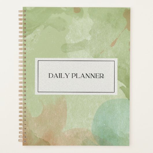 Modern Minimalistisch & Salbeigrünes Aquarell Planer (Vorderseite)