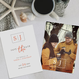 Modern Minimalistisch Save the Date mit Monogram Einladung