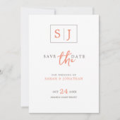 Modern Minimalistisch Save the Date mit Monogram Einladung (Vorderseite)