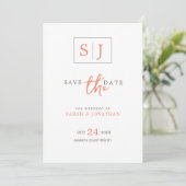 Modern Minimalistisch Save the Date mit Monogram Einladung (Stehend Vorderseite)