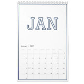 Modern minimalistisch schickes Navy Blau Kalender (Jan 2027)