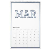 Modern minimalistisch schickes Navy Blau Kalender (Mär 2027)