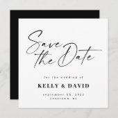 Modern Minimalistisch Schwarz und Weiß einfach Save The Date (Vorne/Hinten)
