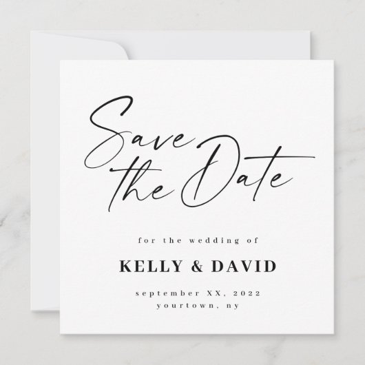 Modern Minimalistisch Schwarz und Weiß einfach Save The Date (Vorderseite)