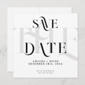 Modern minimalistisch schwarz-weiß save the date (Vorne/Hinten)