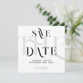 Modern minimalistisch schwarz-weiß save the date (Stehend Vorderseite)