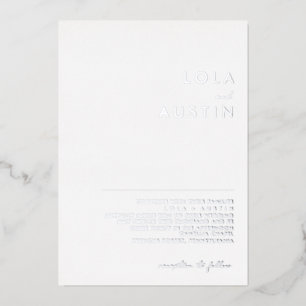 Modern Minimalistisch   Silberne Hochzeit Echt Folieneinladung