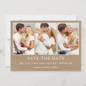 Modern Minimalistisch Simple 3 Foto Kraft Save The Date (Vorderseite)