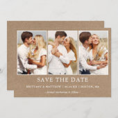 Modern Minimalistisch Simple 3 Foto Kraft Save The Date (Vorne/Hinten)
