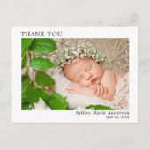 Modern Minimalistisch Simple New Baby Danke Postkarte (Vorderseite)