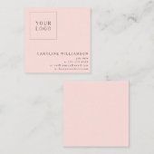 Modern Minimalistisch Square Berufliches Logo Rosa Quadratische Visitenkarte (Vorne/Hinten)