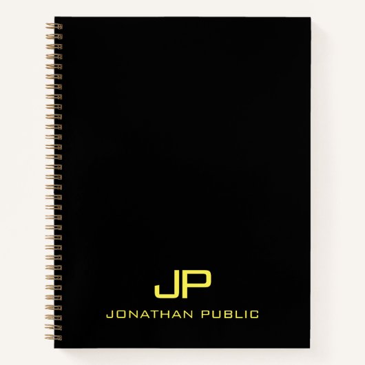 Modern Minimalistisch Template Monogram Black Gold Notizblock (Vorderseite)